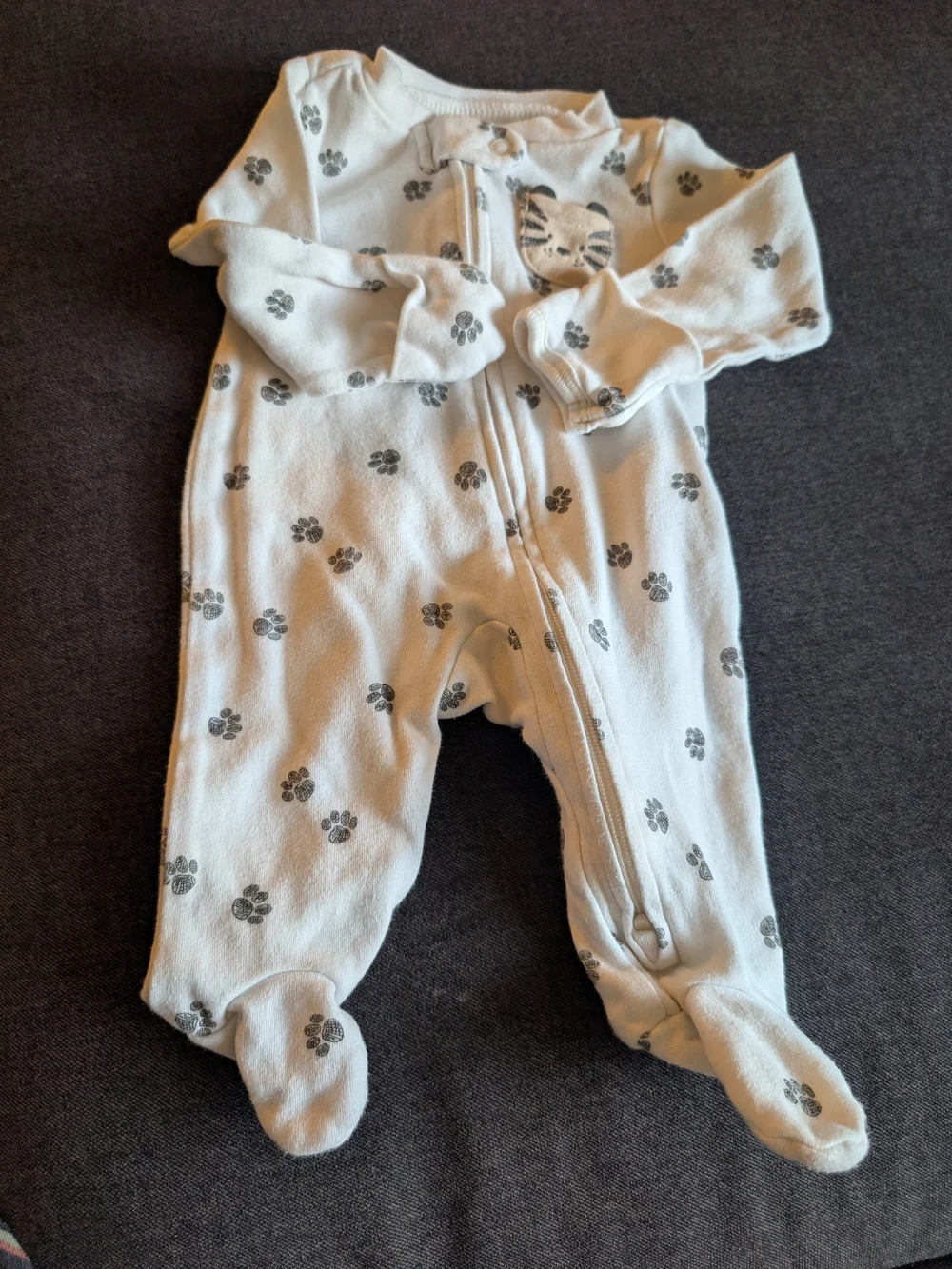 Carter's White, Gray & Blue Animal Print Footed One-Piece Sleepers - 3 Pack